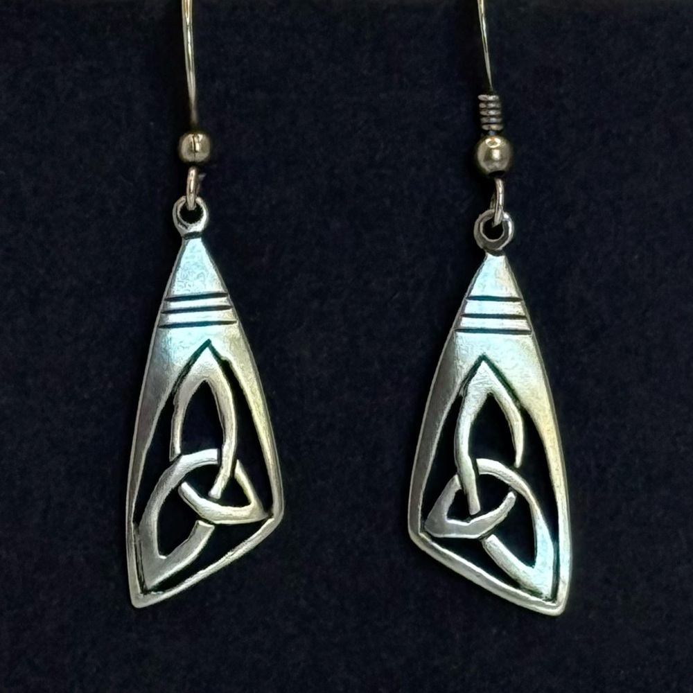 Vintage Sterling Silver Celtic Trinity Knot Dangle Earrings Purchased in Ireland
